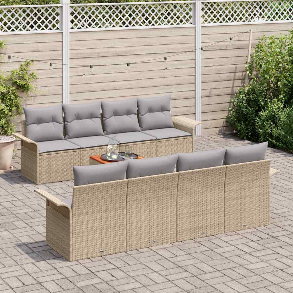 Garten-Sofa-Set 7 pcs Beige und Hellgrau 55 x 55 x 37 cm